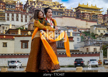 Songzanlin tibetisch-buddhistischen Kloster in der heiligen See, Shangri-La, Provinz Yunnan, China wider Stockfoto