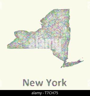 New York State Line Art Karte Stock Vektor