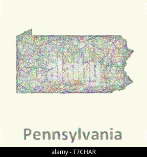 Pennsylvania Linie Art Karte Stock Vektor