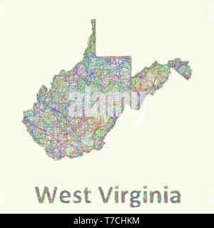 West Virginia Linie Art Karte Stock Vektor