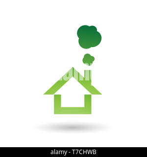 Vector Illustration von Green House und Rauch Symbol isoliert auf weißem Hintergrund Stockfoto