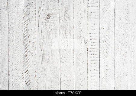 Vintage White Wood texture Hintergrund aus Planken, Ansicht von oben Stockfoto