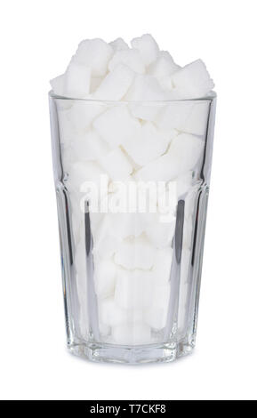 Glas voller Klumpen Zucker, unhealthly Ernährung mit süßen zuckerhaltigen Softdrinks Konzept Stockfoto