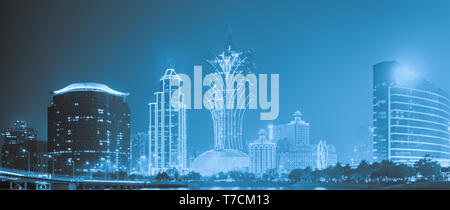 Die Skyline von Macau City am Nam Van See, China. Die Stadt hält höchsten spielende Einkommen der Welt mit über 20 Millionen Touristen jährlich. Stockfoto