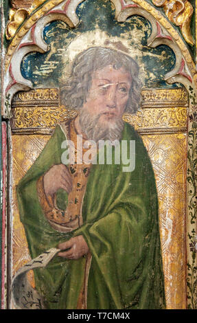 Mittelalterliche Gemälde der Heiligen auf der Lettner in der Kirche des Hl. Andreas, Bramfield, Suffolk, England, UK-Lukas Stockfoto