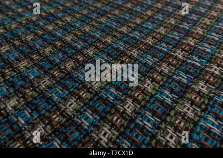 Schöne Nahaufnahme von blauen tartan Stoff mit textilen Textur Hintergrund Stockfoto