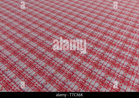 Nahaufnahme des Karierten roter Stoff mit textilen Textur Hintergrund Stockfoto