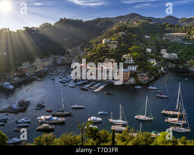 Blick auf den Hafen von Portofino, Italien Stockfoto