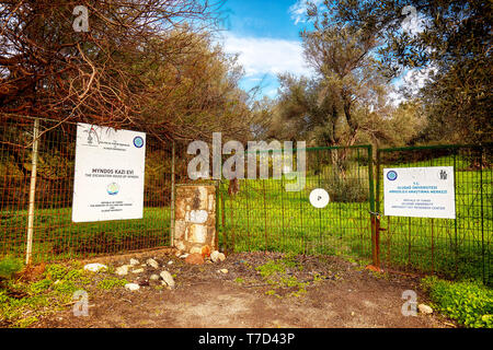 Bodrum, Türkei - Januar, 2019: Die Ausgrabung der antiken Myndos Stadt durch Uludag University Archaeology Center in Gumusluk, Bodrum, Türkei. Stockfoto