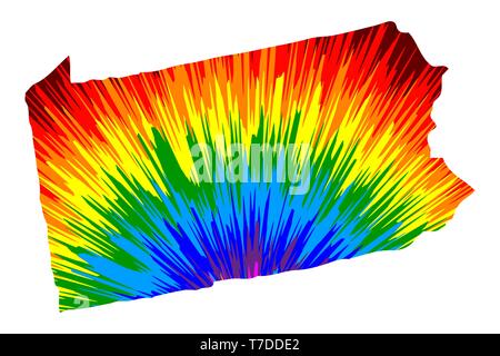 Commonwealth von Pennsylvania (Vereinigte Staaten von Amerika, USA, USA, USA) - Karte ist so konzipiert, dass Rainbow abstrakte farbenfrohe Muster, Zustand von Pennsylvania Karte Stock Vektor