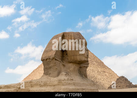 Die Sphinx stand am Eingang Grab des Pharao in Gizeh Stockfoto