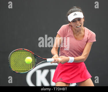 Taiwanesische tennis player Su-Wei Hsieh Spielen geschrieben in Australian Open 2019 Tennis Turnier geschossen, Melbourne Park, Melbourne, Victoria, Australien Stockfoto