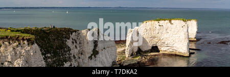 Hi-res Panorama Old Harry Rocks. Chalk Formationen, Stack und stumpf. Handfast Punkt auf der Isle of Purbeck, Dorset, Großbritannien. Stockfoto