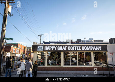 OTTAWA, Kanada - 11 November, 2018: Glückliche Ziege Coffee Company Logo auf Ihren Shop und Café in Ottawa. Glückliche Ziege ist ein Ontario fairer Handel Stockfoto