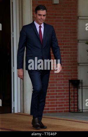 Madrid, Spanien. 07 Mai, 2019. Madrid Spanien; 07/05/2019. Der amtierende Präsident der spanischen Regierung, Pedro Sánchez, die Bürgerinnen und Bürger erhält der Führer der Partei (Cs) Albert Rivera in der moncloa Palast, der in der ersten Runde der Kontakte, die der Geschäftsführer nach den allgemeinen Wahlen am 28. April (28A) Sanchez hat dieser runde Kanäle des Dialogs für die Regierungsführung zu öffnen und die Haltung der Parteien nach der Amtseinführung im Parlament des Königreichs Spanien Kredit überprüfen begonnen: Juan Carlos Rojas/Picture Alliance | Verwendung weltweit/dpa/Alamy leben Nachrichten Stockfoto