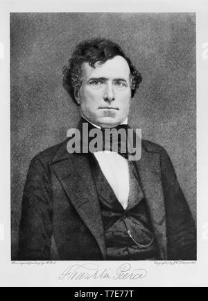 Franklin Pierce (1804-1869), 14. Präsident der Vereinigten Staaten, halber Länge Porträt, Kupferstich von J.C. Tichenor aus Original Gemälde von M. Wurzel, 1898 Stockfoto