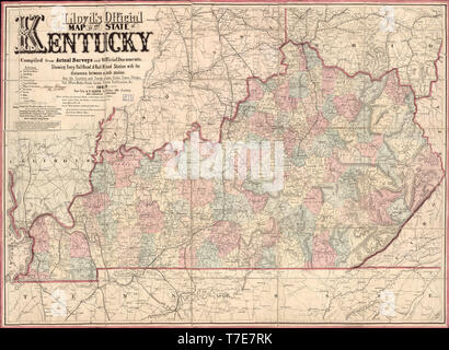 Lloyd's offizielle Karte des Staates Kentucky, von James T. Lloyd, New York, 1862 veröffentlicht. Stockfoto