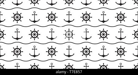 Nautische minimalistisch nahtlose Muster mit Ankern und Schiff Räder. Vector Illustration Stock Vektor
