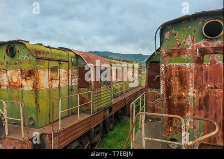 Ehemaliger Bahnhof, Prrenjas, Albanien Stockfoto