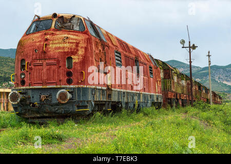 Ehemaliger Bahnhof, Prrenjas, Albanien Stockfoto