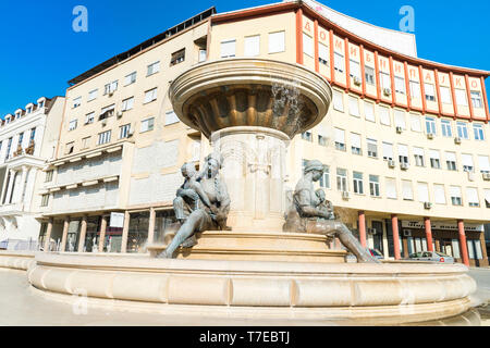 Olympias Monument und Brunnen, Skopje, Mazedonien Stockfoto