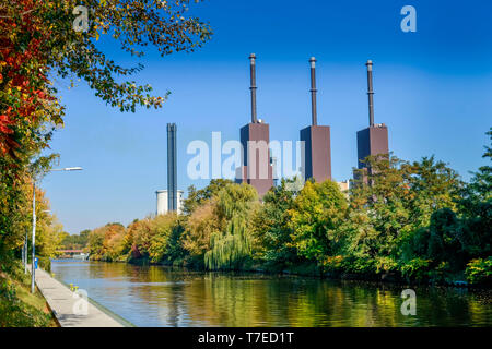 Heizkraftwerk Lichterfelde, Teltowkanal, Lichterfelde, Berlin, Deutschland Stockfoto