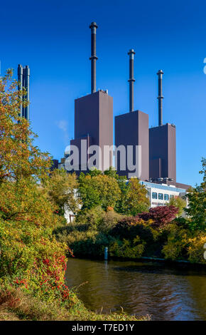 Heizkraftwerk Lichterfelde, Teltowkanal, Lichterfelde, Berlin, Deutschland Stockfoto