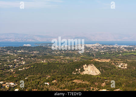 Kerkyra, Blick vom Kaiser's Thron Beobachtungspunkt, Pelekas, Korfu, Ionische Inseln, Griechenland Stockfoto