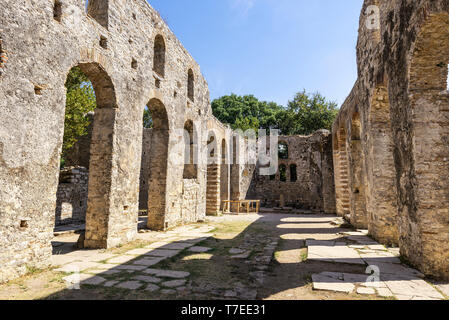 Basilika, die alte Stadt, antike, Ausgrabungen, Butrint, Saranda, Albanien Stockfoto