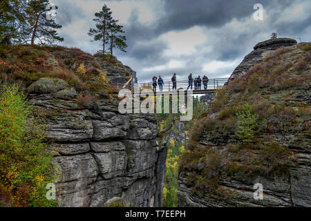 Burgruine Felsenburg Neurathen, Rathen, Nationalpark saechsischen Schweiz, Sachsen, Deutschland Stockfoto