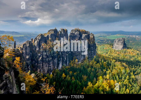 Schrammsteine, Nationalpark saechsischen Schweiz, Sachsen, Deutschland Stockfoto