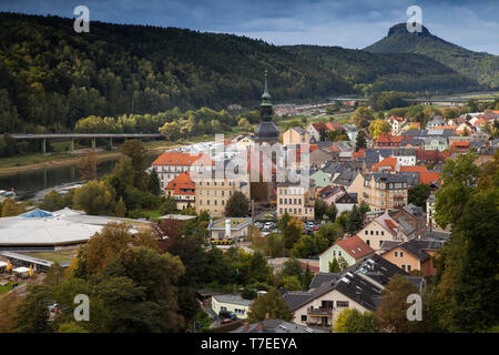 Bad Schandau auf Elbe, Lilienstein, Elbsandsteingebirge, Sachsen, Deutschland, Europa Stockfoto