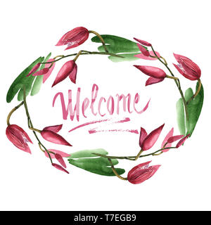 Marsala Orchidee Blumen botanischen Blumen. Wild Federblatt wildflower isoliert. Aquarell Hintergrund Abbildung. Aquarell Zeichnung Mode aqu Stockfoto