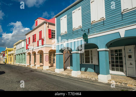 Historische Gebäude in der Innenstadt von Christiansted, St. Croix, US Virgin Islands. Stockfoto
