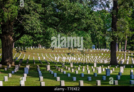 Grabsteine mark Gräber in Silo National Cemetery in Silo National Military Park, Sept. 21, 2016, Silo, Tennessee Bürgerkrieg Soldaten'. Stockfoto