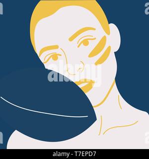 Junges Mädchen mit kosmetischer Patches unter den Augen. Skincare, Mädchen Pflege für Ihr Gesicht. Vector Illustration. Happy girl mit natürlichen Hauttönen und Anheben Stock Vektor