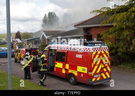 Cork, Irland, 6. Mai, 2019. Feuer im Commons Inn, Cork City. Cork City Feuerwehr tackeling ein Brand, der im Commons Inn brach um Stockfoto