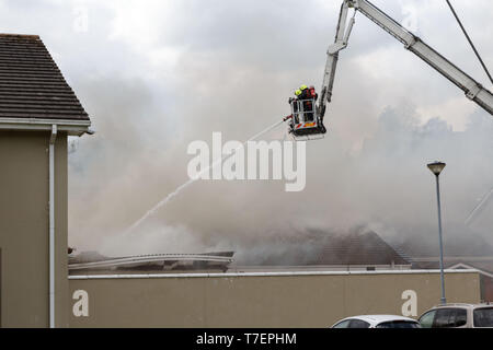 Cork, Irland, 6. Mai, 2019. Feuer im Commons Inn, Cork City. Cork City Feuerwehr tackeling ein Brand, der im Commons Inn brach um Stockfoto