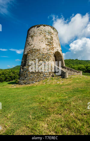 Ruinen von Rost Op Twist Sugar Mill Plantage, St. Croix, US Virgin Islands. Stockfoto