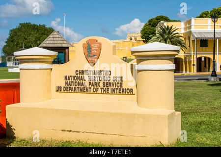 Denkmalliste, Christiansted, St. Croix, US Virgin Islands. Stockfoto