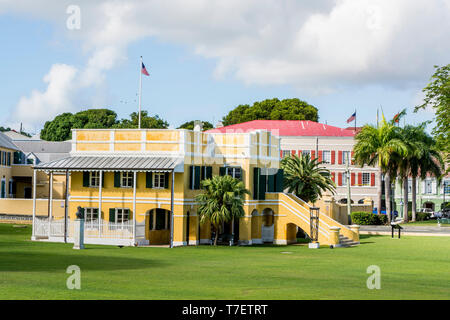 Alte Dänische Zollhaus, Denkmalliste, Christiansted, St. Croix, US Virgin Islands. Stockfoto