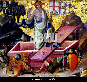 Die Auferstehung Christi, c.1430-1450 Tempera- und Goldtafelmalerei von Bartolomeo di Tommaso, ausgestellt im Louvre-Museum in Paris, Frankreich. Italienisches Renaissance-Meisterwerk mit dem Titel Die Auferstehung Christi (La Résurrection du Christ), gemalt zwischen 1430 und 1450 vom italienischen Meister Bartolomeo di Tommaso da Foligno, beherbergt im Louvre-Museum: Stockfoto