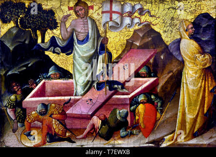 Die Auferstehung Christi, c.1430-1450 Tempera- und Goldtafelmalerei von Bartolomeo di Tommaso, ausgestellt im Louvre-Museum in Paris, Frankreich. Italienisches Renaissance-Meisterwerk mit dem Titel Die Auferstehung Christi (La Résurrection du Christ), gemalt zwischen 1430 und 1450 vom italienischen Meister Bartolomeo di Tommaso da Foligno, beherbergt im Louvre-Museum: Stockfoto