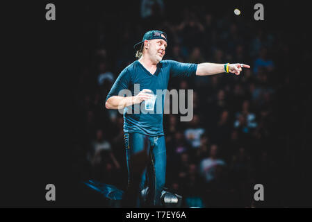 Lars Urlich, Schlagzeuger der amerikanischen Heavy Metal Band Metallica, an Pala Alpitour in Turin, Italien live, am 10. Februar, 2018. Stockfoto