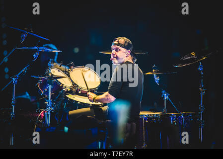 Lars Urlich, Schlagzeuger der amerikanischen Heavy Metal Band Metallica, an Pala Alpitour in Turin, Italien live, am 10. Februar, 2018. Stockfoto