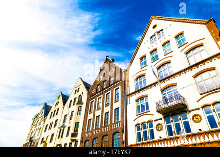 Historischen hanseatischen Gebäude in Bryggen, Bergen, Norwegen Stockfoto