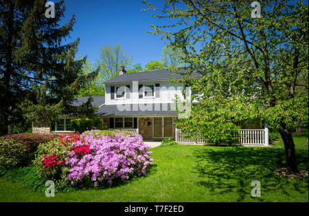 Einfamilienhaus in Wohngebieten Vorstadtnachbarschaft, Pennsylvania, USA Stockfoto