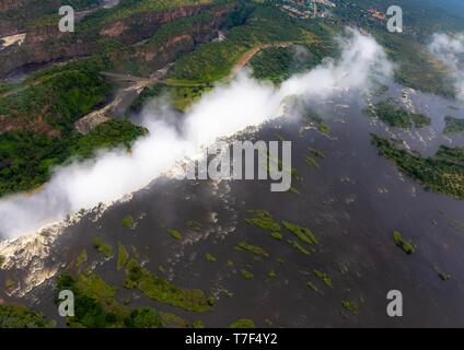 Luftbild des berühmten Victoria Falls zwischen Sambia und Simbabwe Stockfoto