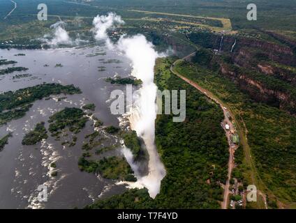 Luftbild des berühmten Victoria Falls zwischen Sambia und Simbabwe Stockfoto