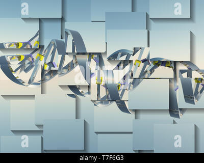 Digitale Kunst DNA-Kette. Platz überlappende Schichten Stockfoto